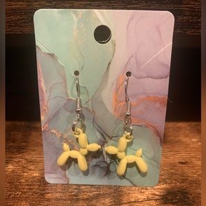 NEW HANDMADE YELLOW BALLOON DOG EARRINGS